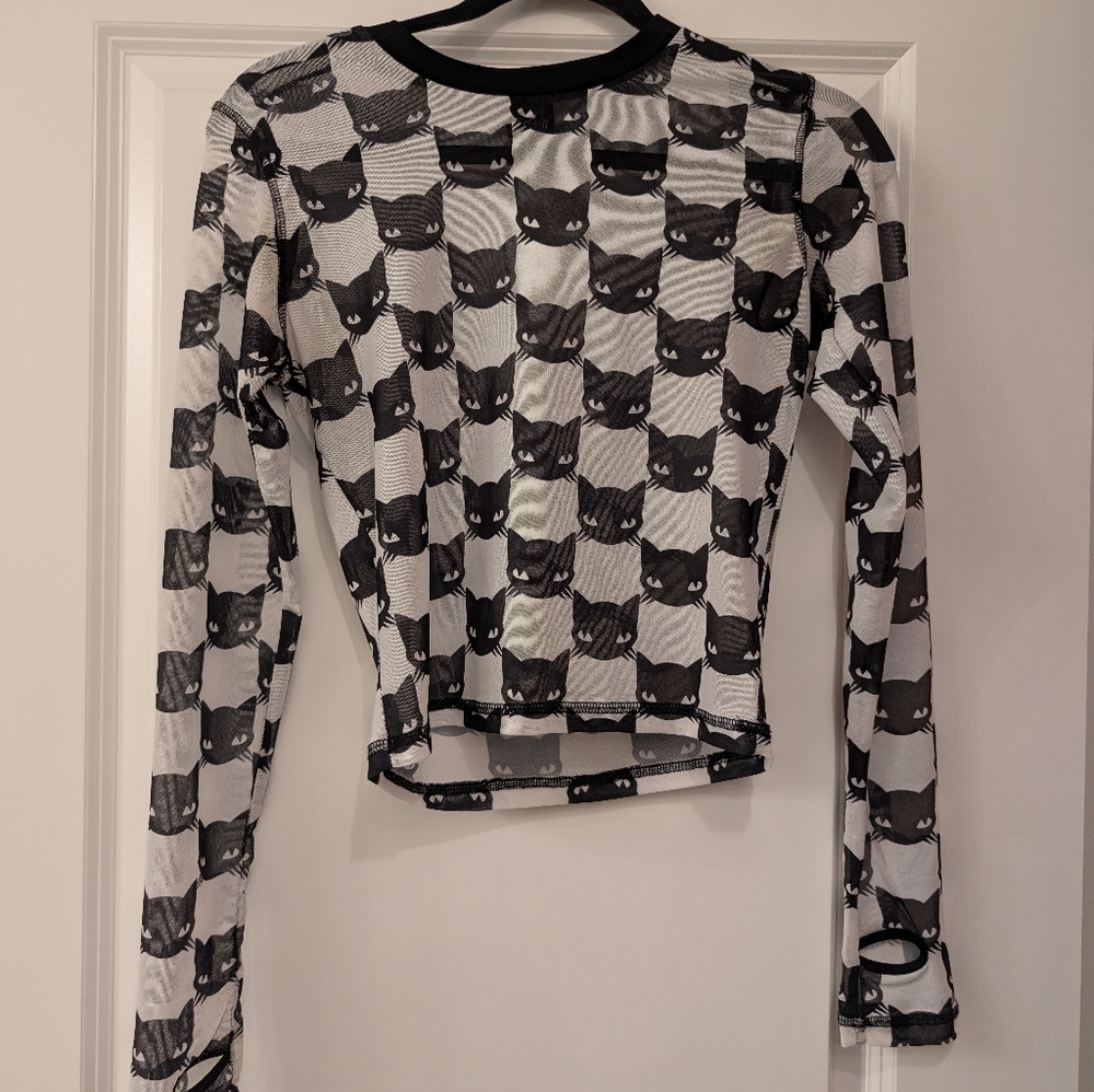 DOLLS KILL X EMILY THE STRANGE Cat Bandit Mesh Top Size M